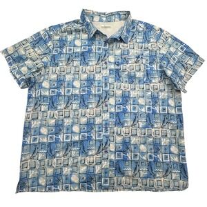Columbia PFG Shirt Mens 2XL Fishing Button Up Short Sleeve Performance Print